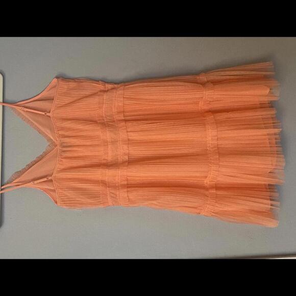 TOPSHOP Coral Pleated Dress Size 6 - Picture 6 of 10